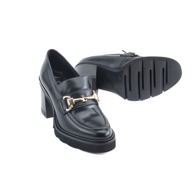 Luca Grossi Bianca Siyah Kadın Toka Detaylı Topuklu Loafer