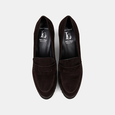 Luca Grossi Kadın Acı Kahve Platform Topuklu Süet Loafer