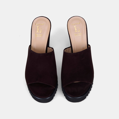 Luca Grossi Kadın Acı Kahve Platform Topuklu Süet Terlik