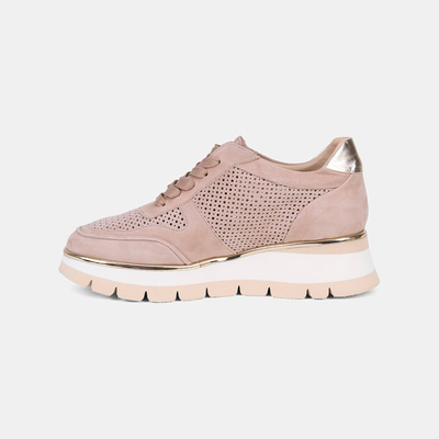 Luca Grossi Kadın Bej Bağcıklı Perforeli Süet Spor Ayakkabı