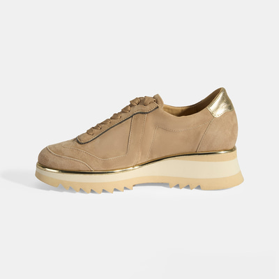 Luca Grossi Kadın Bej Bağcıklı Süet Spor Ayakkabı