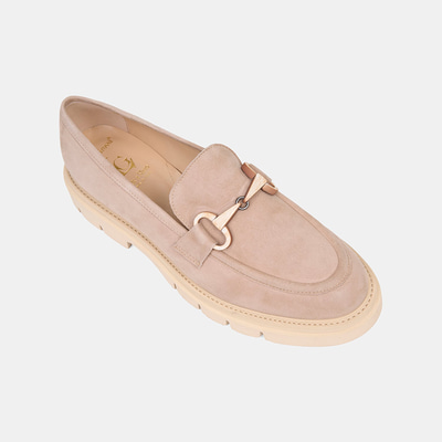 Luca Grossi Kadın Bej Metal Tokalı Kalın Tabanlı Süet Loafer