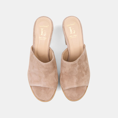 Luca Grossi Kadın Bej Platform Topuklu Süet Terlik