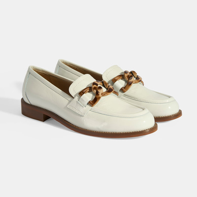 Luca Grossi Kadın Beyaz Aksesuar Detaylı Rugan Loafer