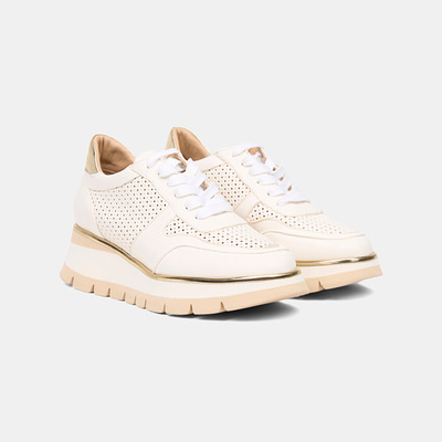 Luca Grossi Kadın Beyaz Bağcıklı Perforeli Deri Spor Ayakkabı