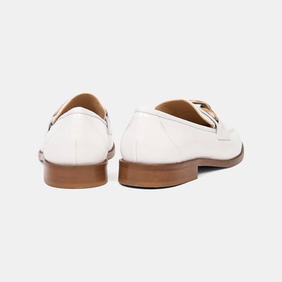 Luca Grossi Kadın Beyaz Leopar Tokalı Rugan Deri Loafer