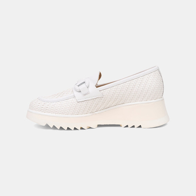 Luca Grossi Kadın Beyaz Örgü Desenli Dolgu Topuklu Loafer