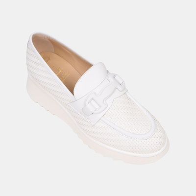 Luca Grossi Kadın Beyaz Örgü Desenli Dolgu Topuklu Loafer