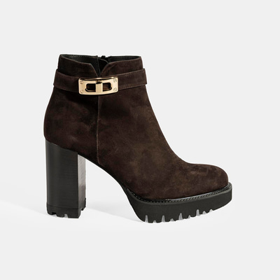 Luca Grossi Kadın Kahve Metal Kilit Detaylı Platform Topuklu Bot