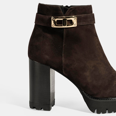 Luca Grossi Kadın Kahve Metal Kilit Detaylı Platform Topuklu Bot