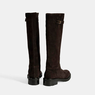 Luca Grossi Kadın Kahve Metal Kilit Detaylı Süet Çizme