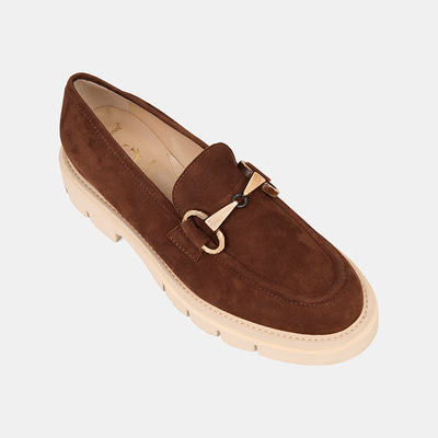 Luca Grossi Kadın Kahve Metal Tokalı Kalın Tabanlı Süet Loafer