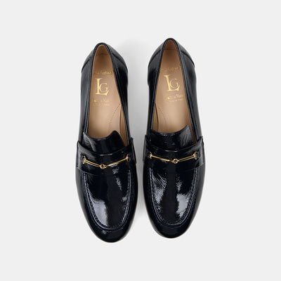 Luca Grossi Kadın Lacivert Gold Aksesuarlı Rugan Deri Loafer