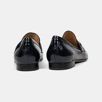 Luca Grossi Kadın Lacivert Gold Aksesuarlı Rugan Deri Loafer