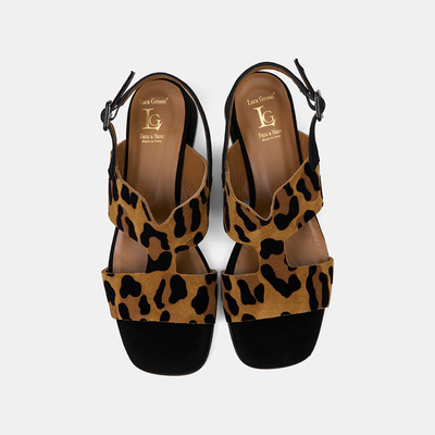 Luca Grossi Kadın Leopar Desenli Süet Deri Sandalet