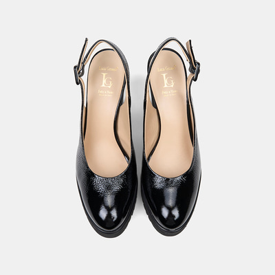 Luca Grossi Kadın Siyah Ayarlanabilir Tokalı Rugan Topuklu Ayakkabı