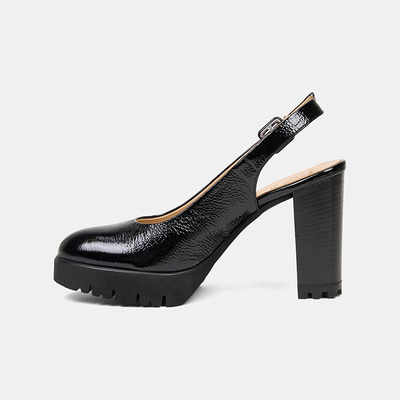 Luca Grossi Kadın Siyah Ayarlanabilir Tokalı Rugan Topuklu Ayakkabı