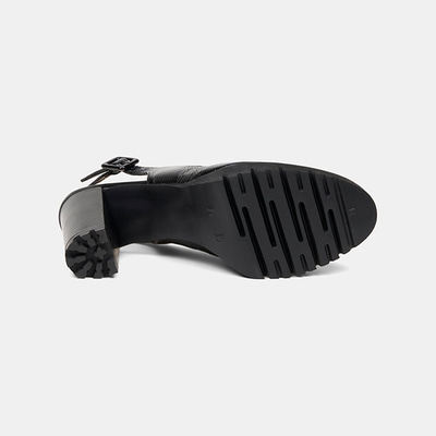 Luca Grossi Kadın Siyah Ayarlanabilir Tokalı Rugan Topuklu Ayakkabı