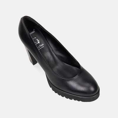 Luca Grossi Kadın Siyah Deri Platform Topuklu Ayakkabı