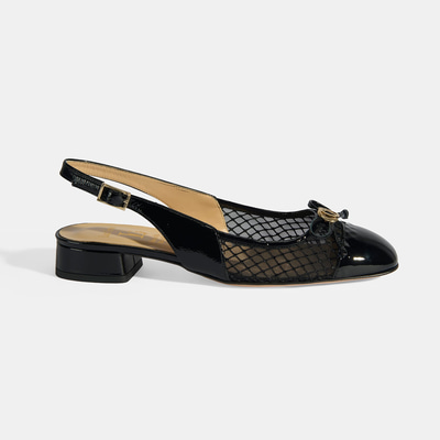 Luca Grossi Kadın Siyah File Detaylı Slingback Rugan Günlük Ayakkabı