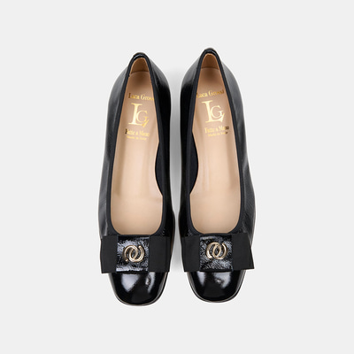 Luca Grossi Kadın Siyah Gold Tokalı Rugan Deri Babet