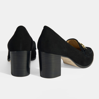 Luca Grossi Kadın Siyah Metal Aksesuarlı Süet Topuklu Loafer