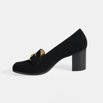 Luca Grossi Kadın Siyah Metal Aksesuarlı Süet Topuklu Loafer