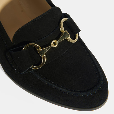 Luca Grossi Kadın Siyah Metal Aksesuarlı Süet Topuklu Loafer