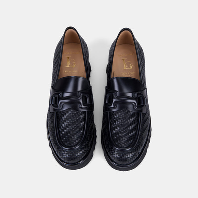 Luca Grossi Kadın Siyah Örgü Desenli Dolgu Topuklu Loafer