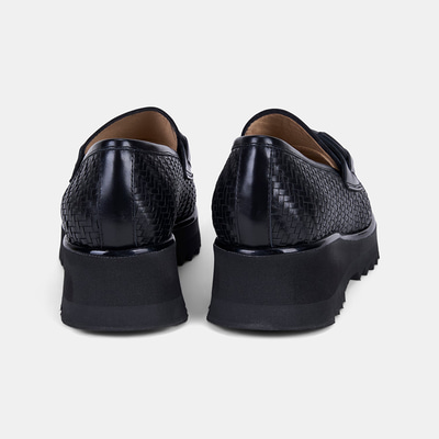 Luca Grossi Kadın Siyah Örgü Desenli Dolgu Topuklu Loafer