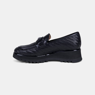 Luca Grossi Kadın Siyah Örgü Desenli Dolgu Topuklu Loafer