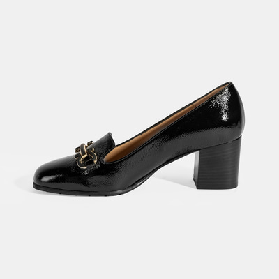 Luca Grossi Kadın Siyah Toka Aksesuarlı Rugan Topuklu Ayakkabı