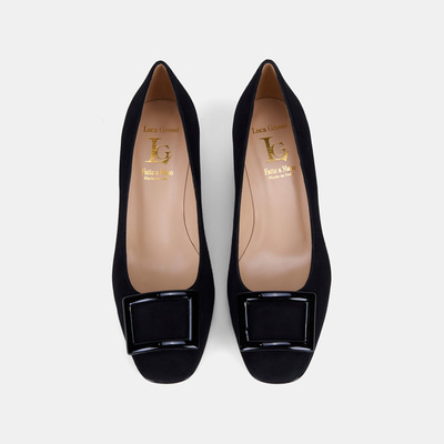 Luca Grossi Kadın Siyah Toka Aksesuarlı Süet Topuklu Ayakkabı