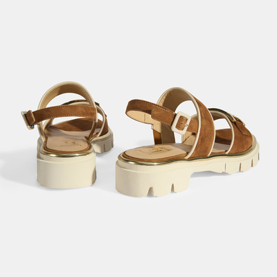 Luca Grossi Kadın Taba Ayarlanabilir Toka Aksesuarlı Süet Sandalet