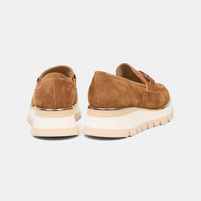 Luca Grossi Kadın Taba Metal Tokalı Dolgu Topuklu Süet Loafer