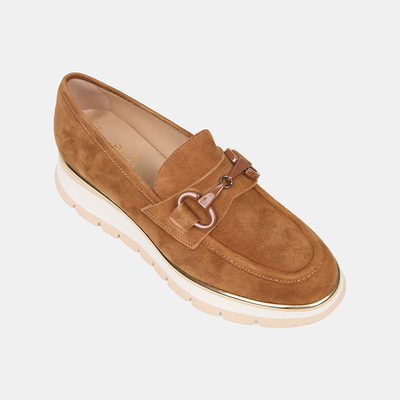 Luca Grossi Kadın Taba Metal Tokalı Dolgu Topuklu Süet Loafer