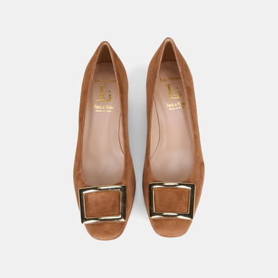 Luca Grossi Kadın Taba Toka Aksesuarlı Süet Topuklu Ayakkabı