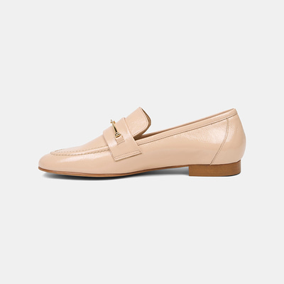 Luca Grossi Kadın Ten Gold Aksesuarlı Rugan Deri Loafer