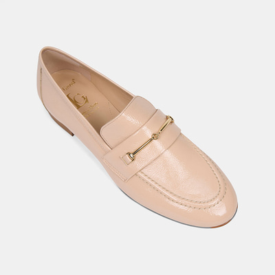 Luca Grossi Kadın Ten Gold Aksesuarlı Rugan Deri Loafer