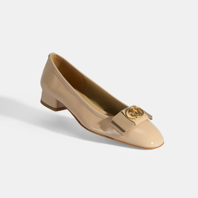 Luca Grossi Kadın Ten Metal Aksesuarlı Rugan Babet