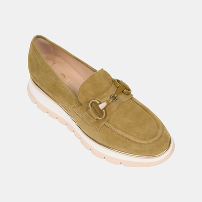 Luca Grossi Kadın Yeşil Metal Tokalı Dolgu Topuklu Süet Loafer