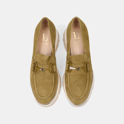 Luca Grossi Kadın Yeşil Metal Tokalı Dolgu Topuklu Süet Loafer