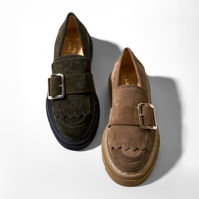 Luca Grossi Taba Kadın Püsküllü Süet Loafer Ayakkabı