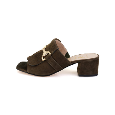 Luca Grossi Yeşil Toka Aksesuarlı Topuklu Terlik