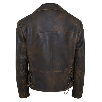 Lucette Kadın Eskitme Oversize Deri Biker Ceket