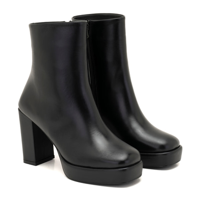 Luliye Siyah Kadın Deri Platform Topuklu Bot