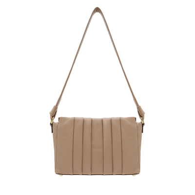 Lupin Bej Kadın Pilili  Deri Omuz Askılı Çanta
