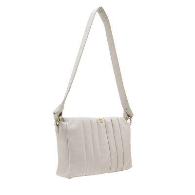Lupin Beyaz Kadın Pilili Deri Omuz Askılı Çanta