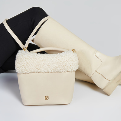 Mandy Krem Kadın Deri El Çantası