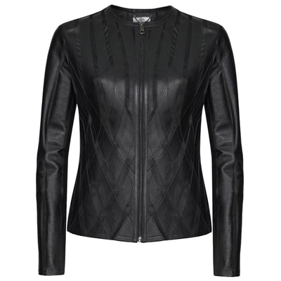 Marita Kadın Dairesel Panelli Deri Ceket